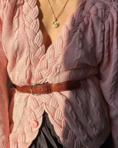 Italian rose pink cable knit cardigan