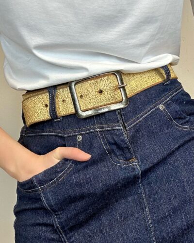 Gnocchi beige distressed leather belt