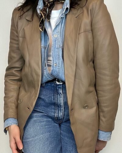 Mocha mousse italian leather blazer/jacket
