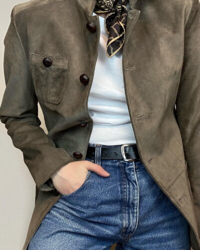 Truffle brown Italian suede leather jacket