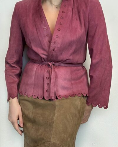 Rouge pink wrap suede leather blouse/jacket
