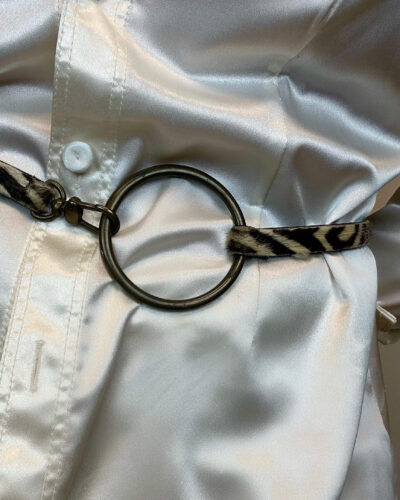 Y2k leather belt with animal print
