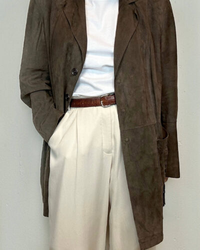Truffle brown suede leather coat