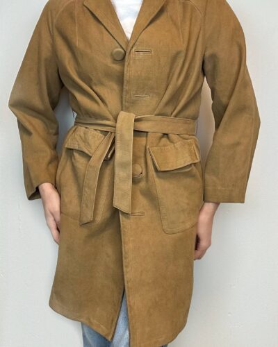 Camel brown suede leather coat
