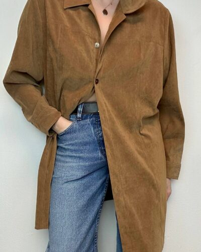 Camel brown minimalistic long shirt