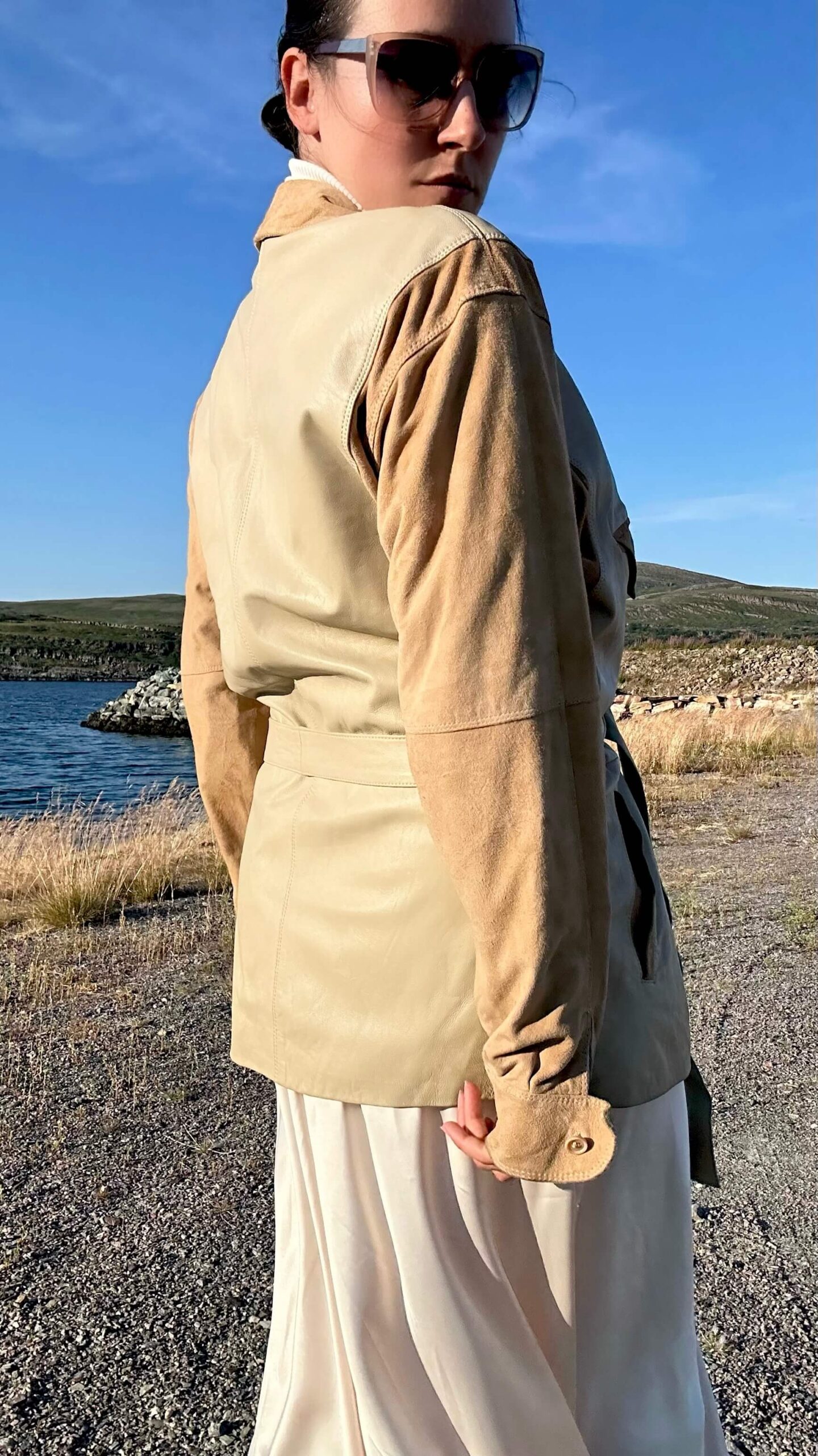 Rare sand beige leather jacket - Image 3