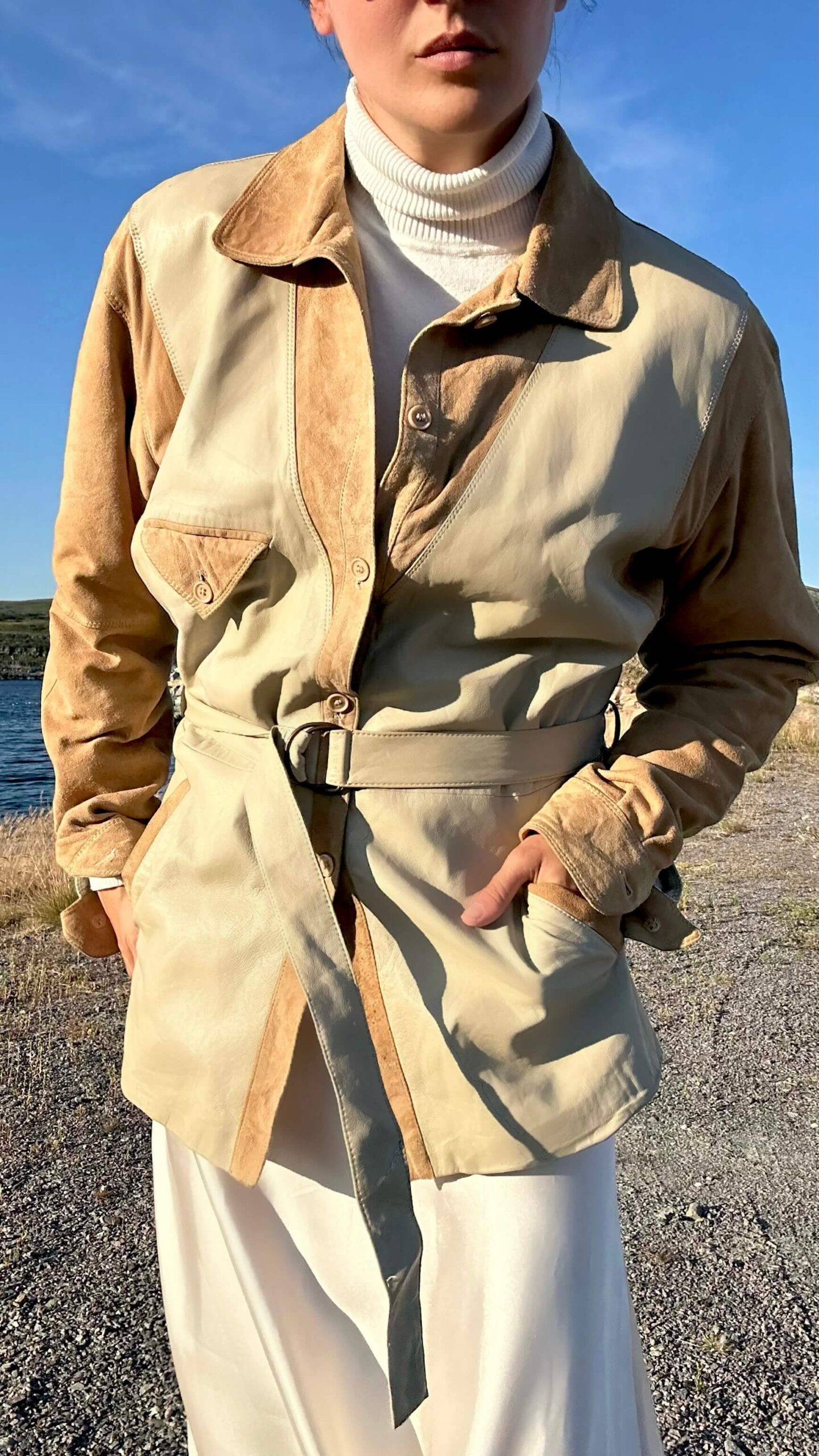 Rare sand beige leather jacket - Image 4