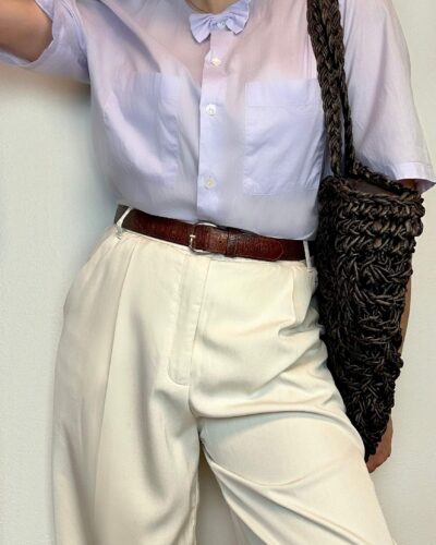 Italian pale lilac blouse with a cute bow