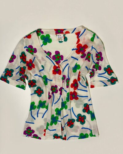Playful button down flower top