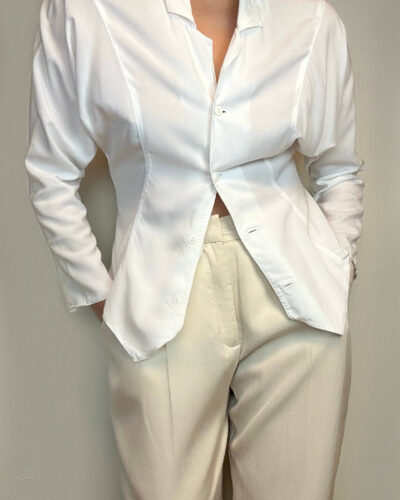 Feminine white basque blouse