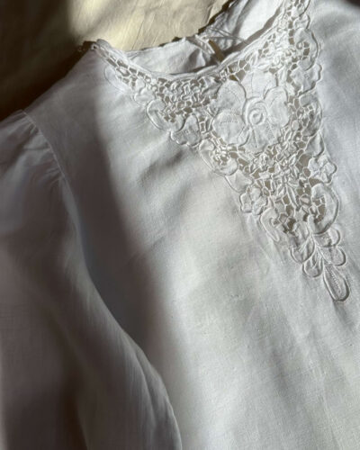 Cottage embroidered white cotton blouse