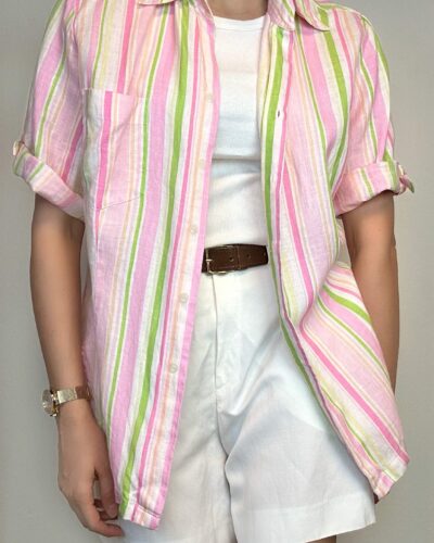 Striped pastel beach linen blouse