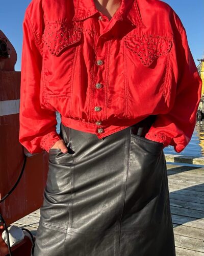 Silk scarlet red chic summer jacket
