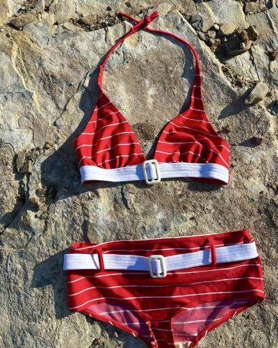 Striped red timeless swimming suit