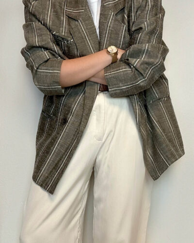 Dark taupe striped structured blazer