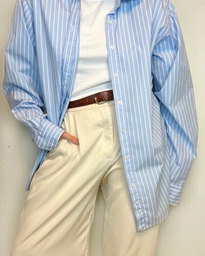 Old money masculine striped blue shirt