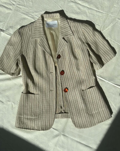 Striped business casual italian short sleeve blazer