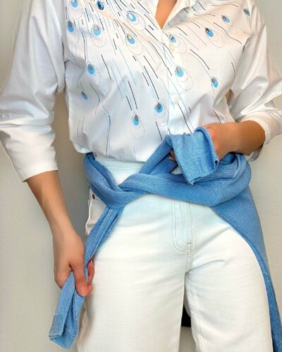 Patterned white blouse