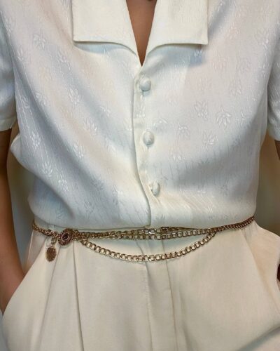 Ivory beige patterned blouse