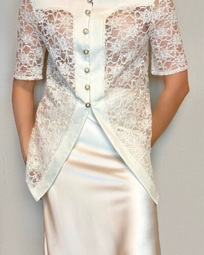 Lace ivory beige long blouse