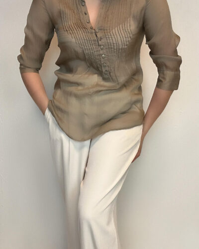Silk airy transparent chocolate milk blouse