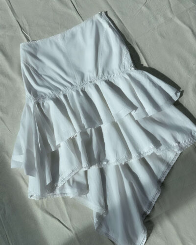 Italian Y2k boho white layered skirt