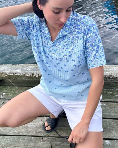 Baby blue wool blended polo t-shirt