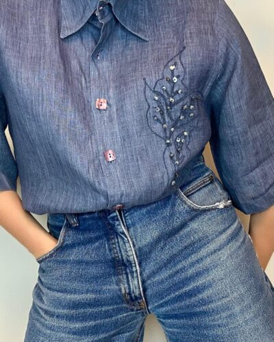 Linen Italian blouse with embroidery