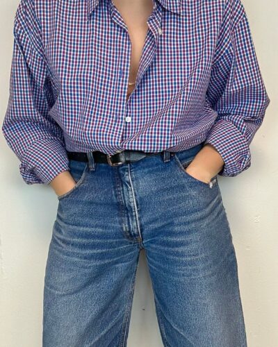 Masculine unisex check cotton shirt