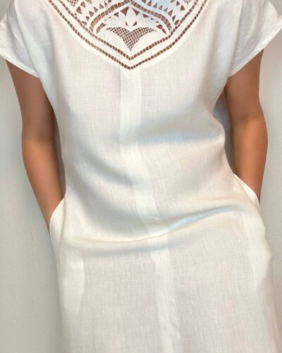 Santorini style beige linen dress