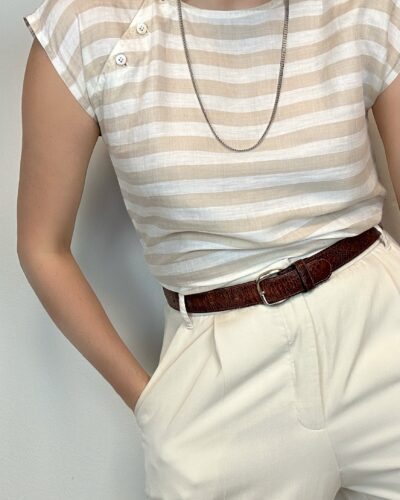 Italian striped linen summer top