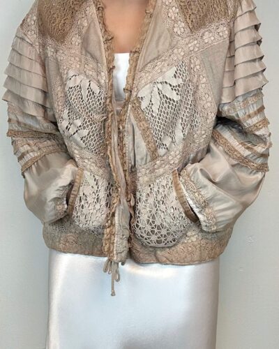 Creamy cappuccino heavy embroidered jacket