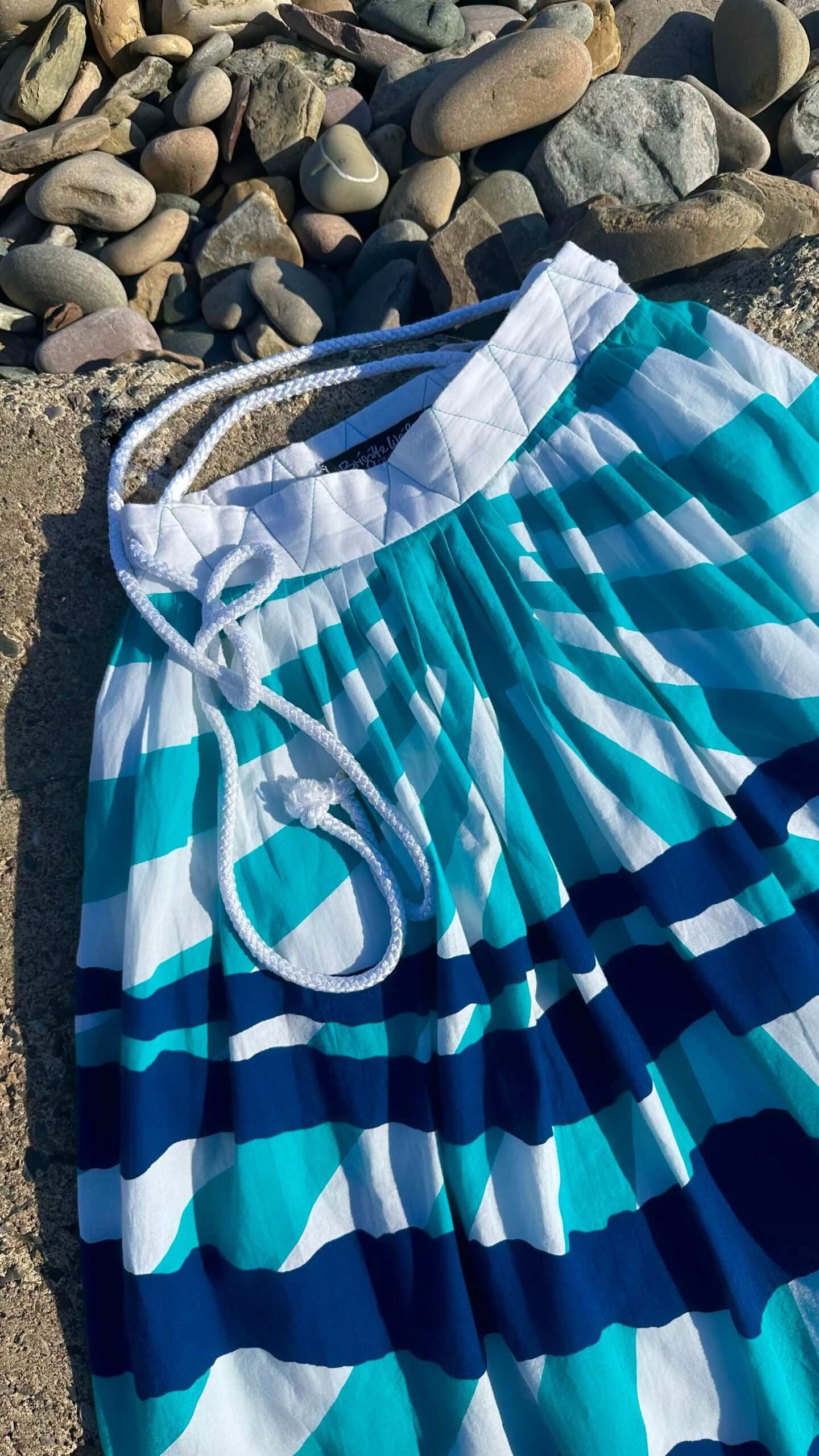 Summer vacation striped cotton skirt