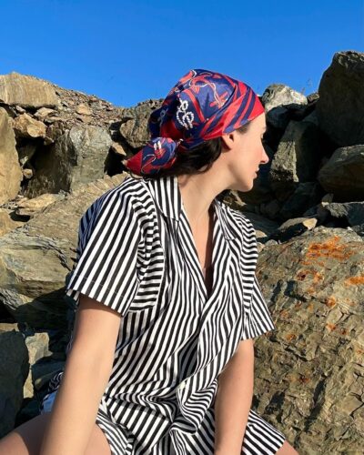 Striped long summer blouse