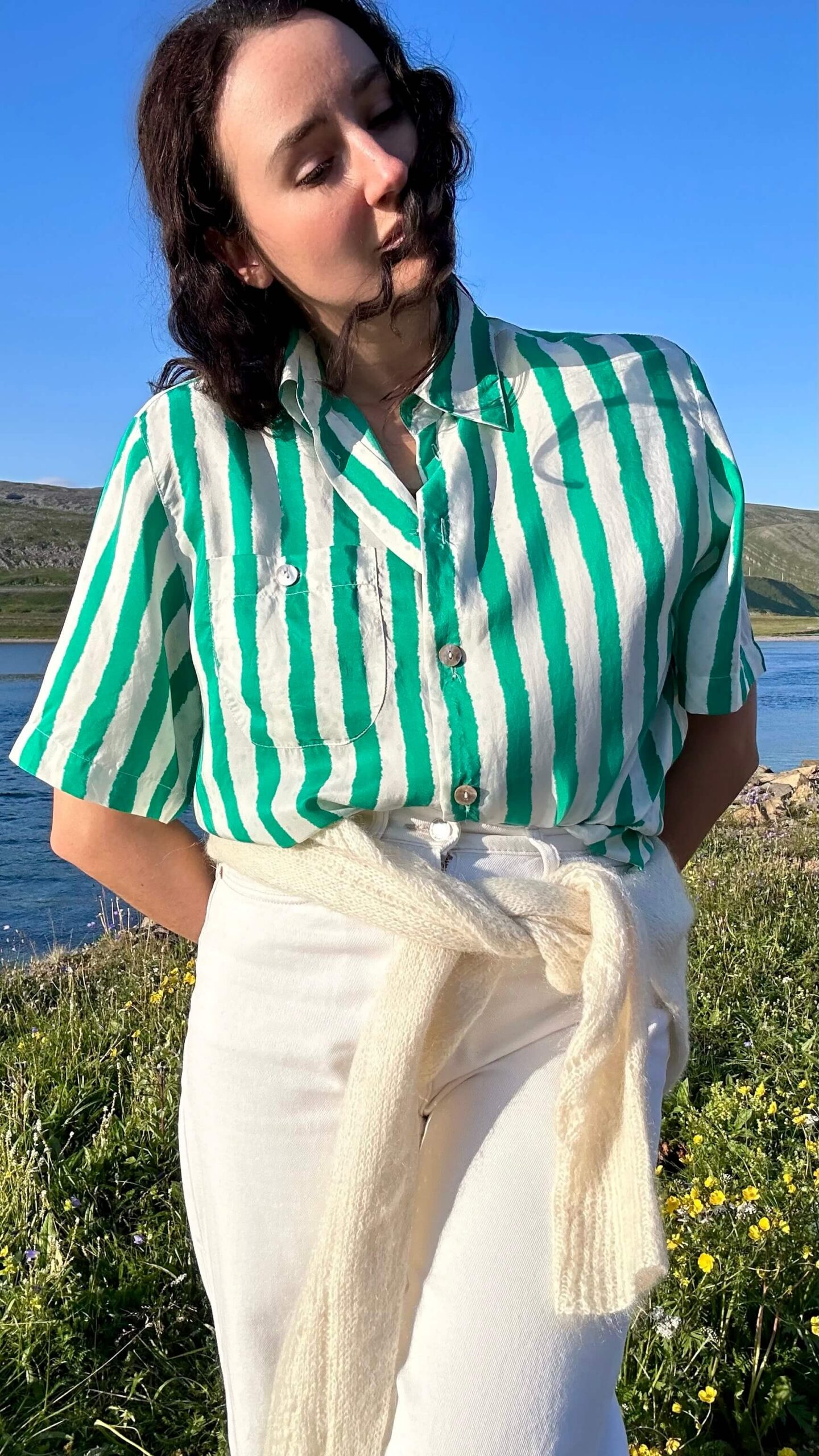 Silk striped summer blouse