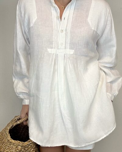 Linen white cottage summer blouse