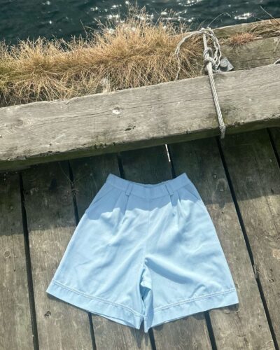 Italian baby blue wool blend shorts