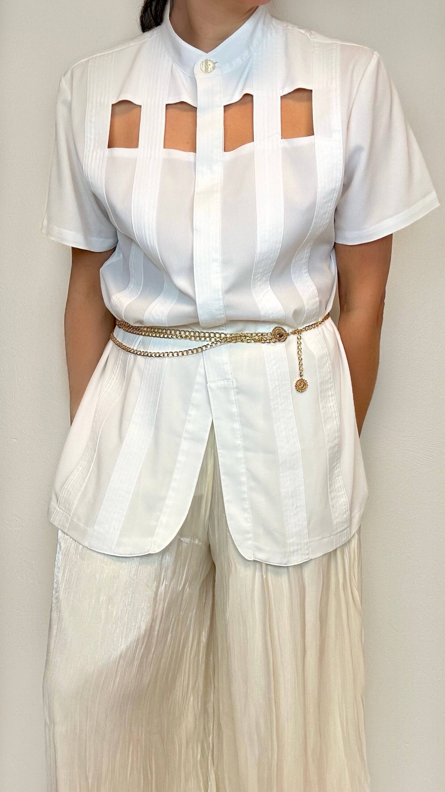 White blouse with a decollete cut