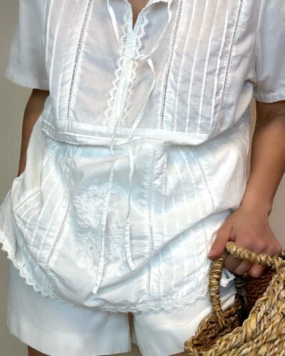 Cottage white cotton long blouse