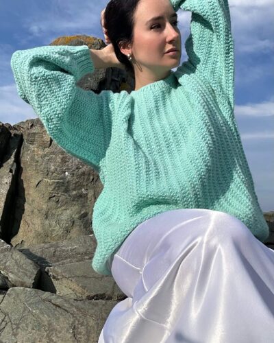 Woolen chunky jelly mint sweater