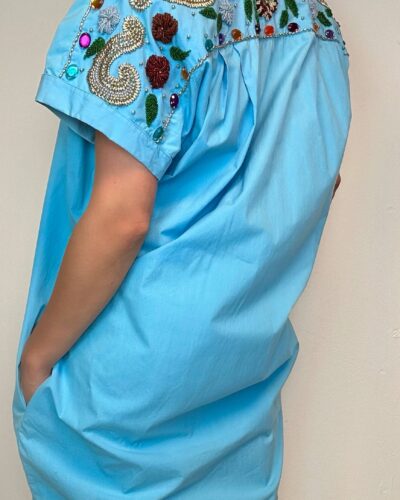 Blue heavy beaded baggy dress