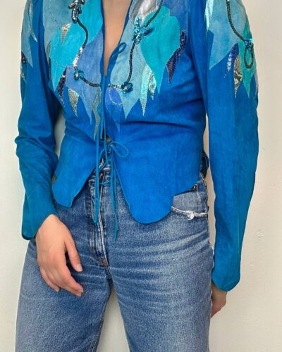 Statement suede leather patchwork jacket