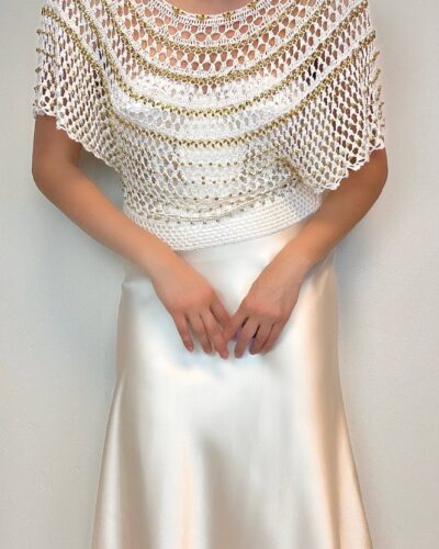 Cleopatra crochet beaded fishnet blouse