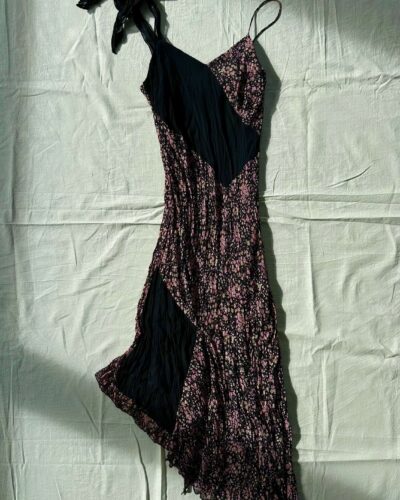 Asymmetrical crushed strap dress