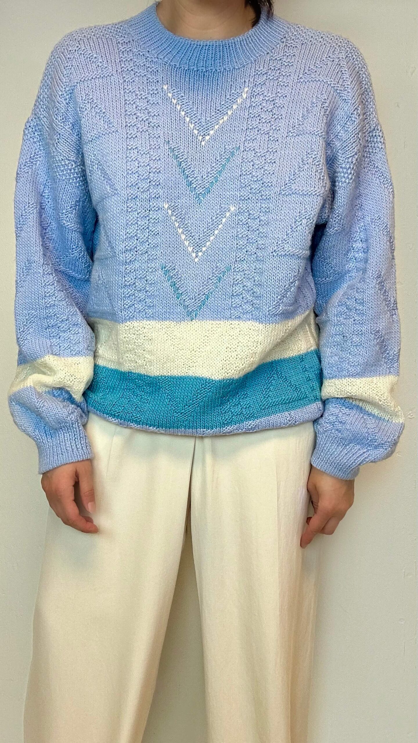 Sky blue soft knitted woolen sweater