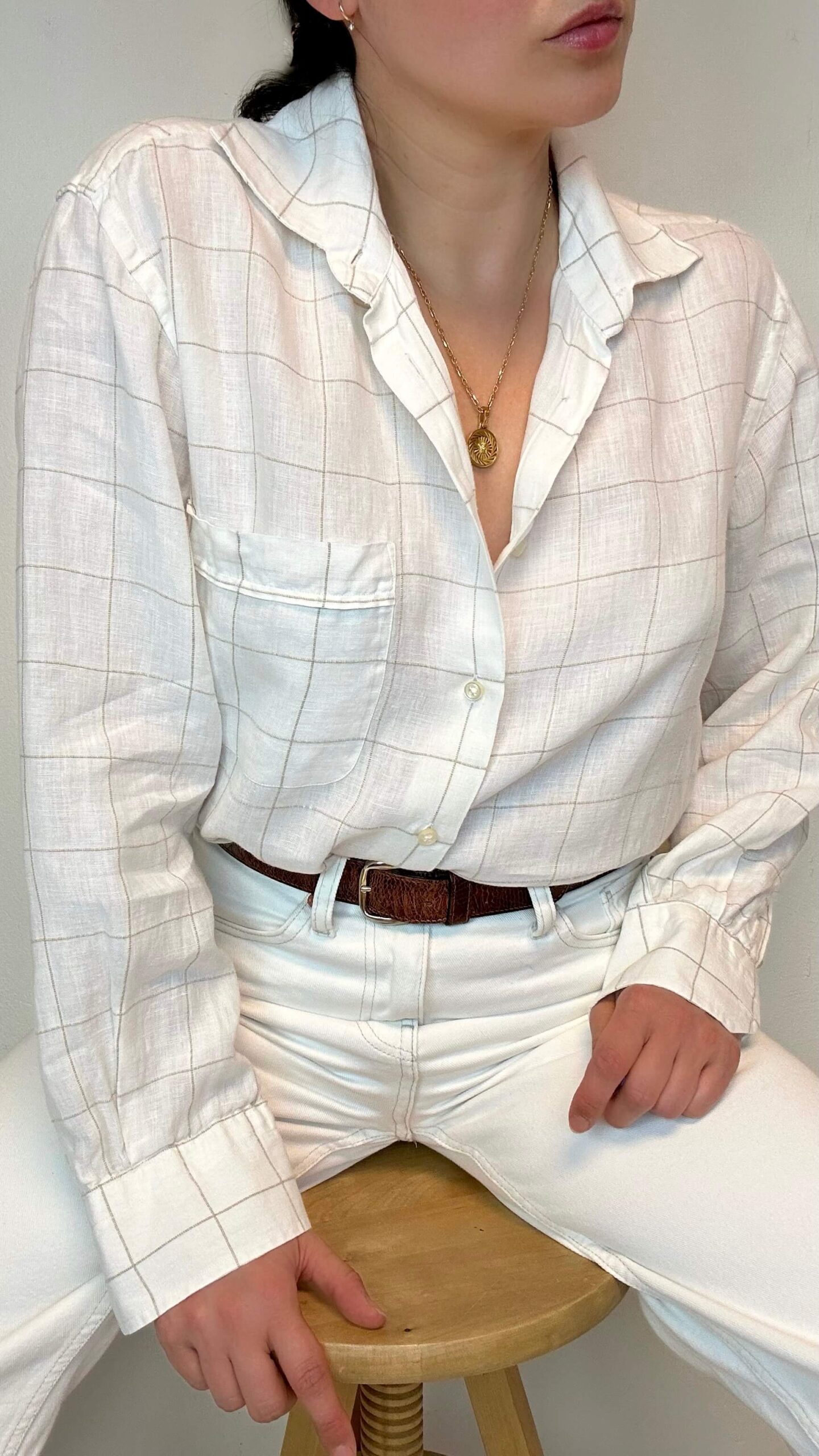 Linen Italian check masculine shirt