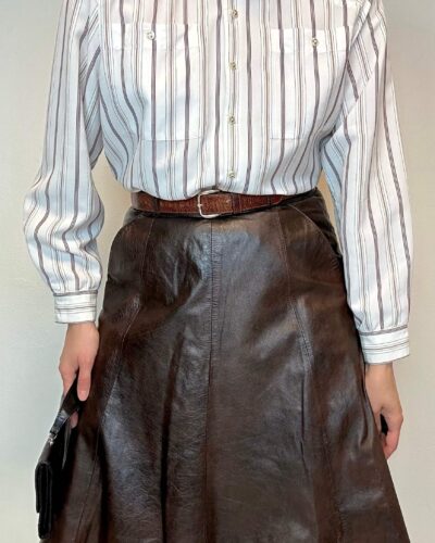Striped blouse with a standing collar