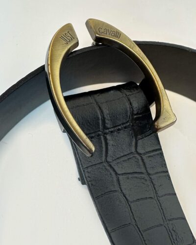 CAVALLI embossed leather belt with a logo