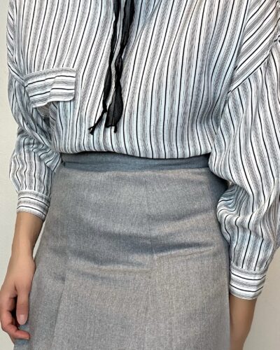 Striped blouse with a standing collar