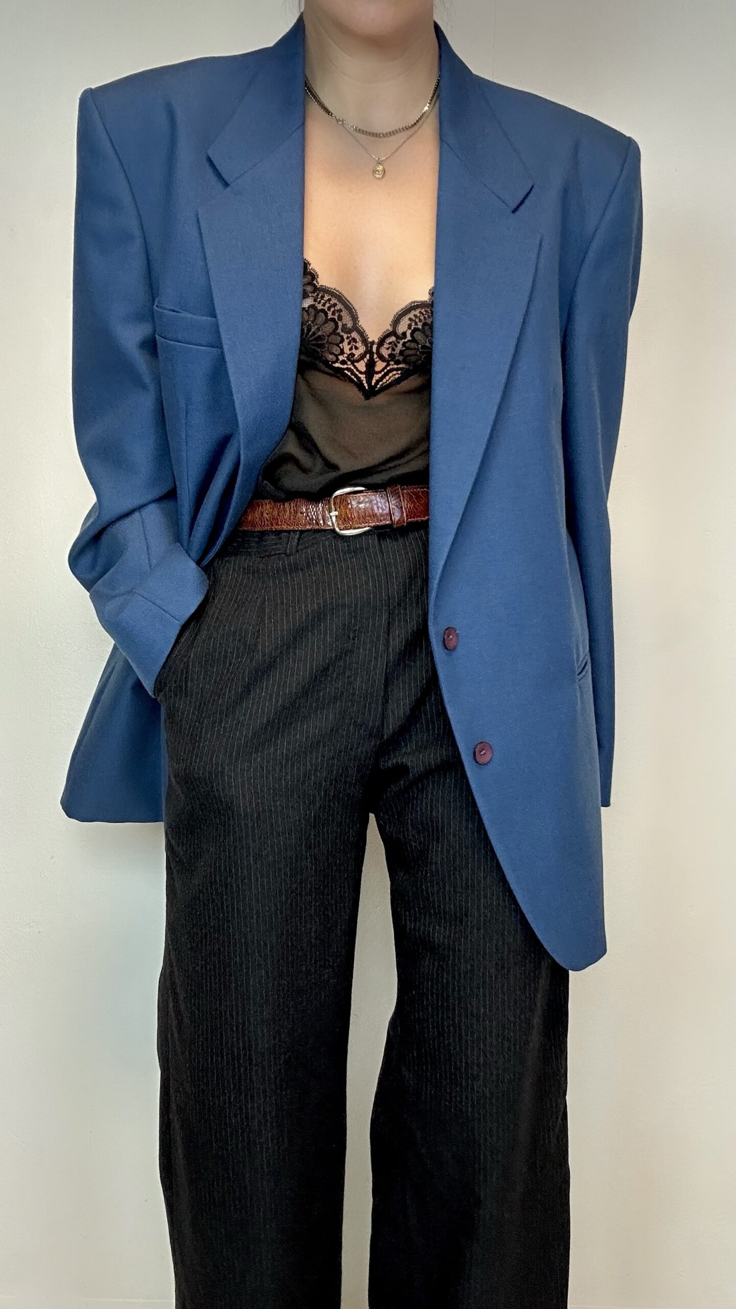 Woolen yale blue masculine blazer